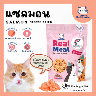 𝙇𝙞𝙩𝙩𝙡𝙚 𝙨𝙪𝙢𝙢𝙚𝙧 พร้อมส่ง🍗 ขนมแมว ขนมสุนัข ฟรีซดรายแซลมอน Freeze-Dried salmon  เนื้อแซลมอน100%