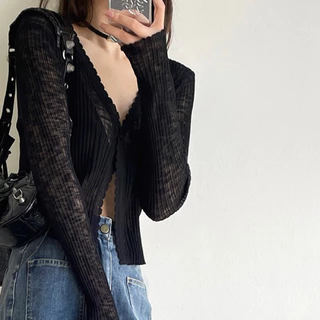 พร้อมส่ง💗 เสื้อคลุมไหมพรมแขนยาว ผ้าบางใส่สบาย สีพาสเทลน่ารักมาก