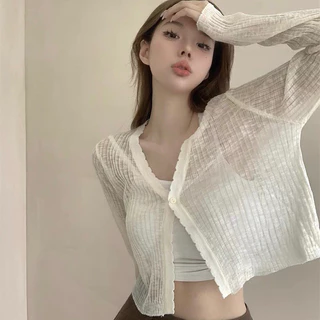 พร้อมส่ง💗 เสื้อคลุมไหมพรมแขนยาว ผ้าบางใส่สบาย สีพาสเทลน่ารักมาก