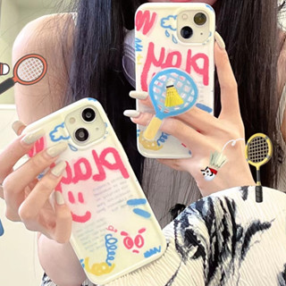 🎁ส่งของขวัญ🎁เคสไอโฟน สำหรับ 11 14 for iPhone Case 13 12 Pro Max  น่ารัก กราฟฟิตี พร้อมขาตั้ง กันกระแทก เคสนิ่ม เคสโทรศัพ