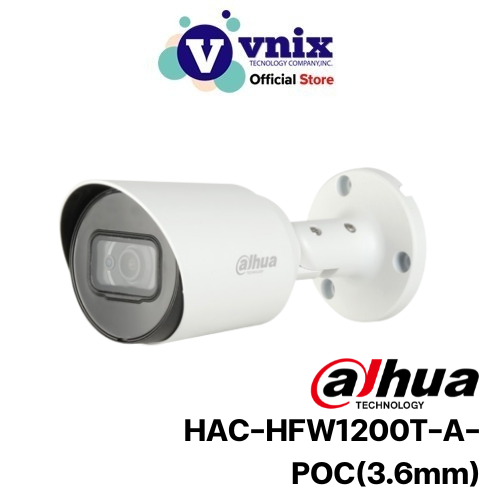 HAC-HFW1200T-A-POC(3.6mm) กล้องวงจรปิด มีไมค์ Dahua 2MP HDCVI PoC IR Bullet Analog Camera by Vnix Group