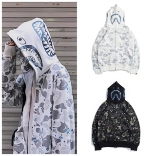 L ดำ พร้อมส่ง BAPE SPACE CAMO SHARK FULL ZIP Star Shark Hoodie Sweater