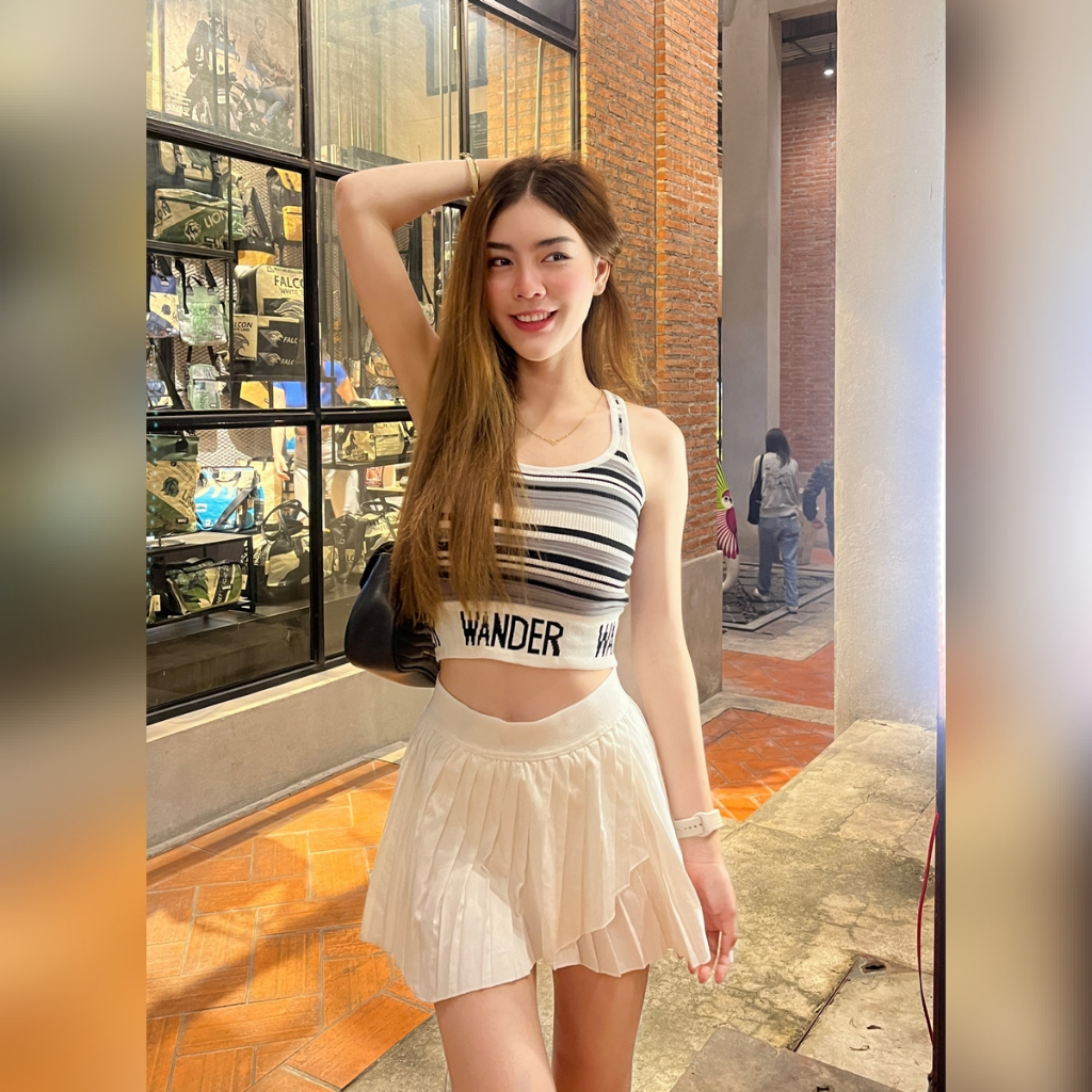 🌈 Spinnyhouse 🌈เสื้อกล้าม ไหมพรม ครอปกล้าม ช่วงปลายจั้มทอลายสตรีท น่ารักมาก แมตช์ได้หลายแบบ ต้องมี! รุ่น ชีสเค้ก - รูปที่ 5