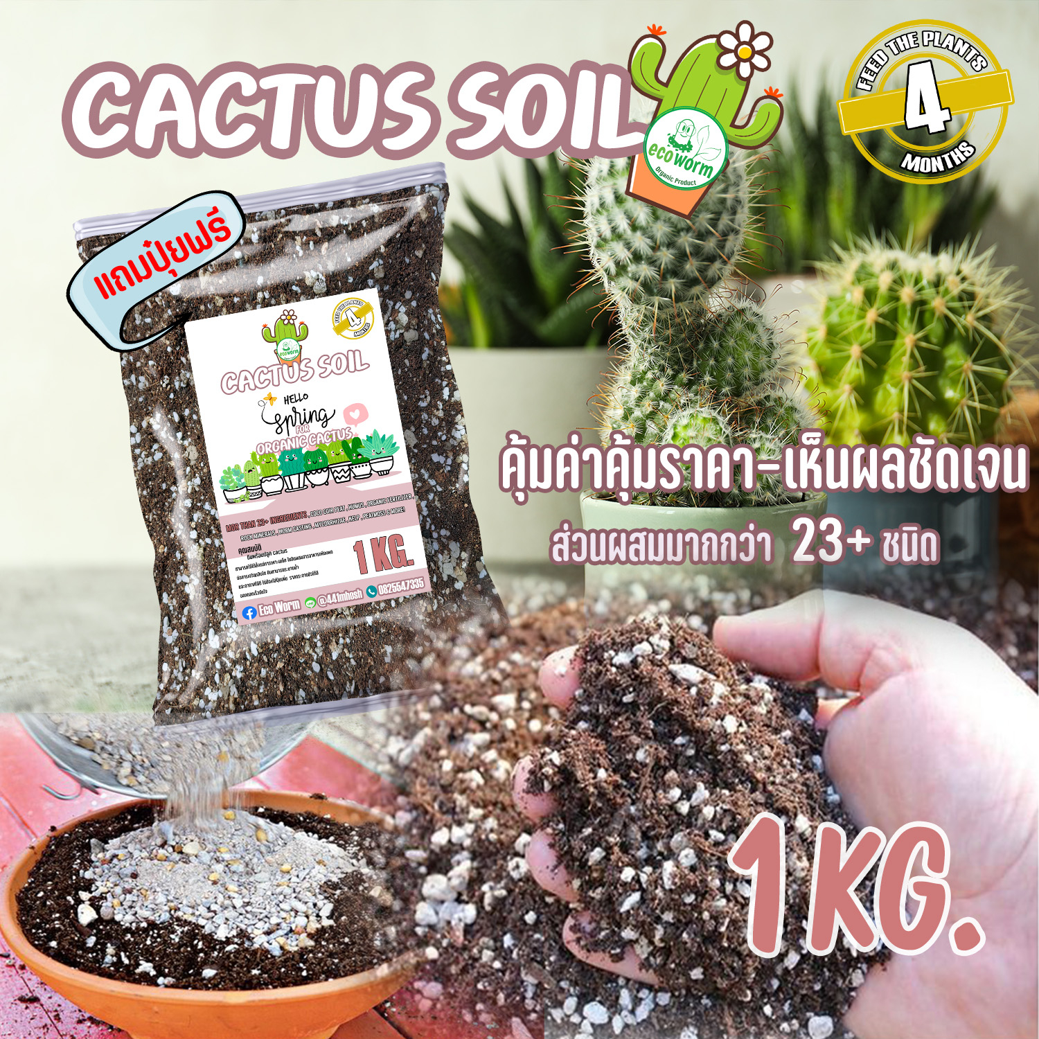 CACTUS SOIL (1Kg) ดินปลูกแคคตัส Porous 🌵กระบองเพชร🌵 ไม้อวบน้ำ (สามารถใช้ได้ตั้งแต่เพาะเมล็ด)