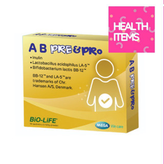 Mega A B Pre&amp;Pro  เอ บี พรีแอนด์โพร ปรับสมดุลระบบลำไส้ ระบบขับถ่าย 10 ซอง ab pre&amp;pro