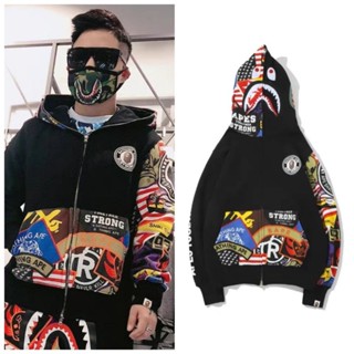 BAPE PATCHED SHARK FULL ZIP HOODIE badge shark sweater 18AW