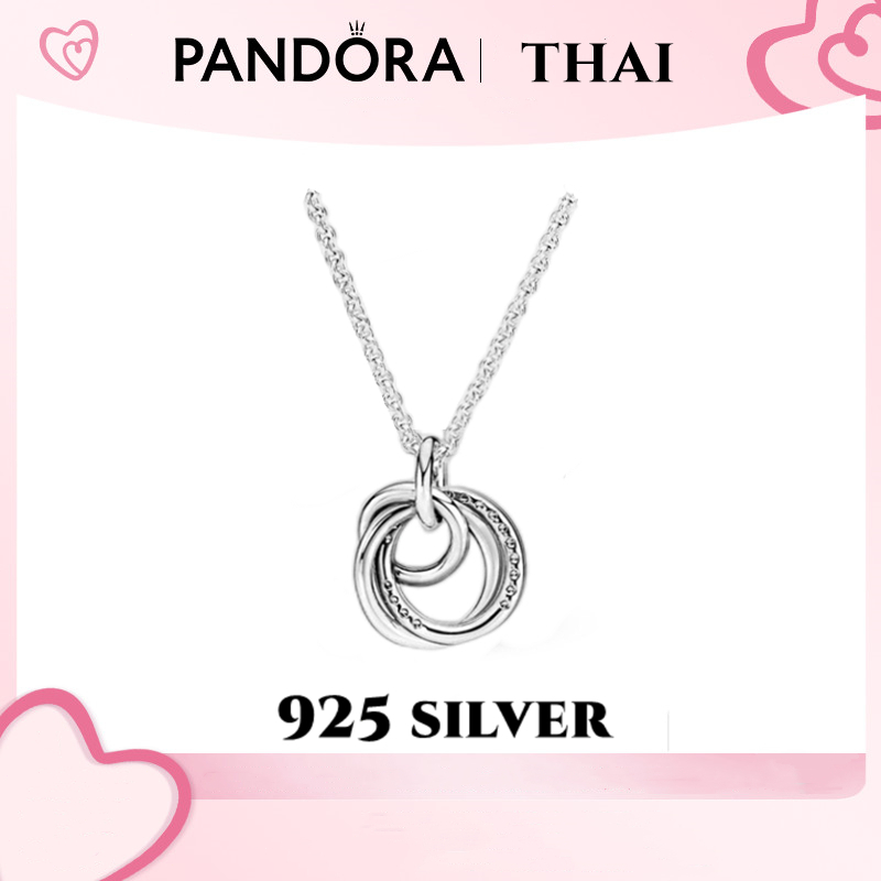 [ส่งจากกรุงเทพ]Pandora เงิน925 สร้อยคอ สร้อยคอพร้อมจี้ Family Eternal Pendant Necklace ของขวัญสำหรับคนพิเศษ ของแท้ 100%