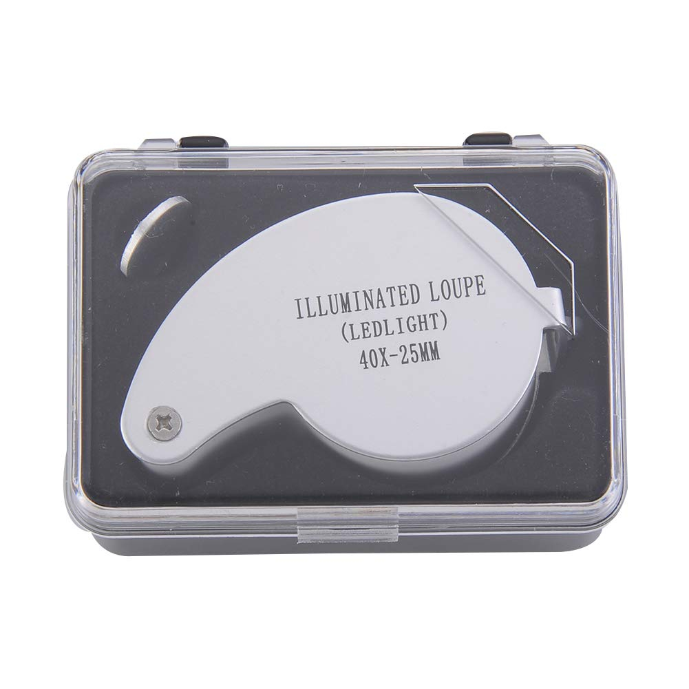 กล้องส่องพระ มีไฟ LED แว่นขยาย 40x เท่า 25mm ส่องดอกไม้ ไตรโคม