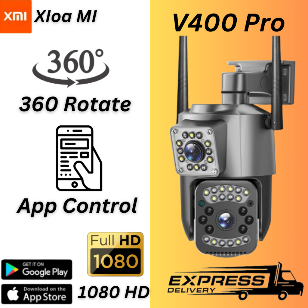 Xiao MI V380 Dual Lens 4K HD CCTV ความละเอียดเลนส์คู่ / หน้าจอในร่ม V380 pro app PTZ 360 กล้องวงจรปิด wifi ไร้สายหมุนได้