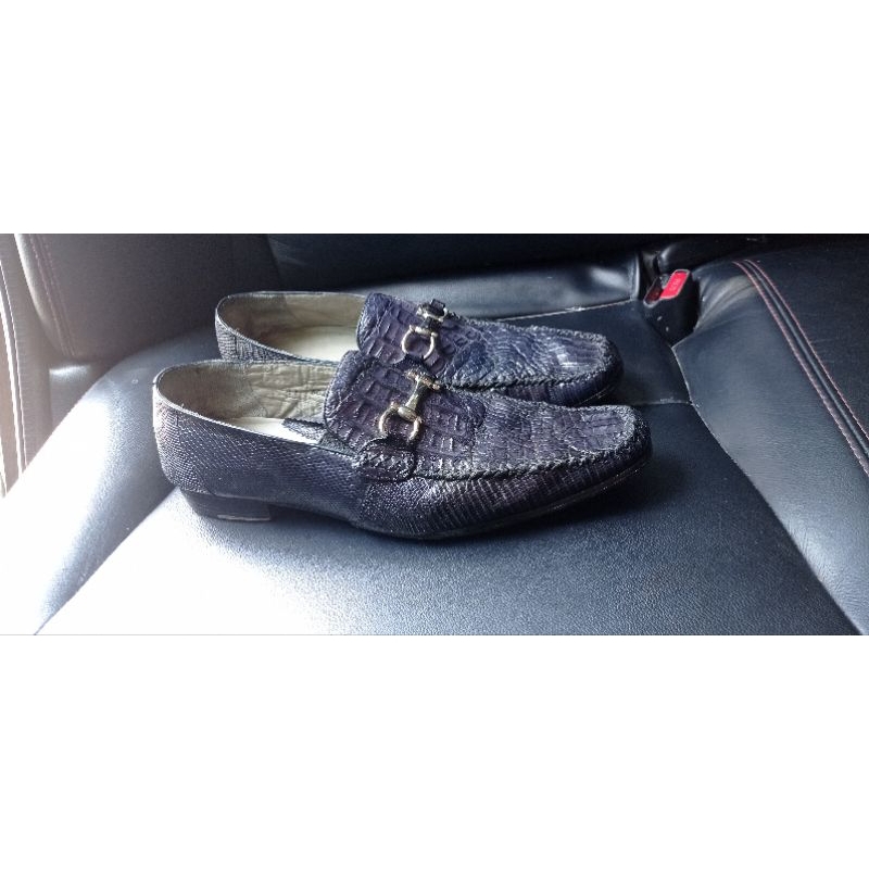 belvedere italo crocodile navy  shoes