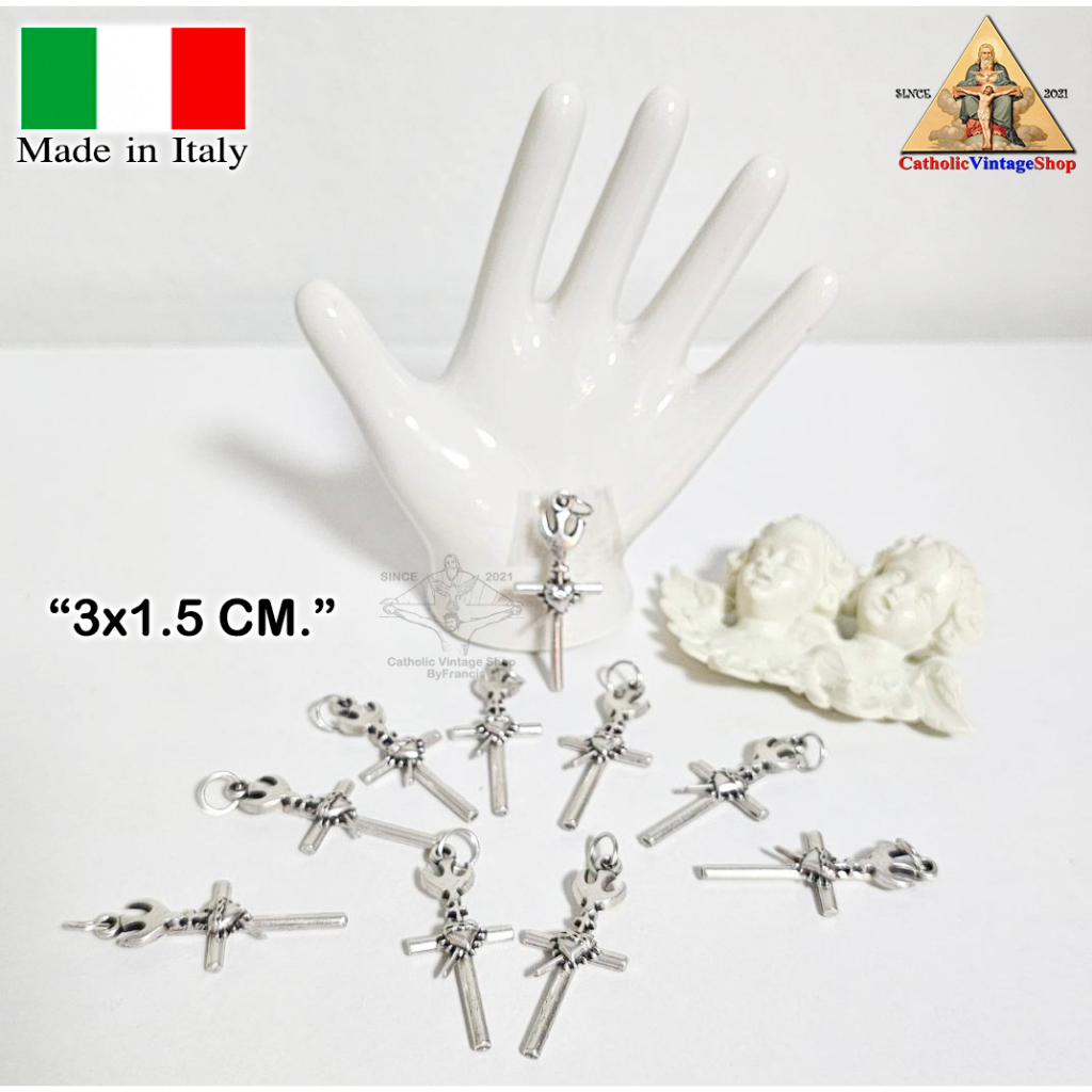จี้กางเขน จี้สร้อย ไม้กางเขนพระหฤทัยพระเยซู โลหะ คาทอลิก Catholic Pendant Cross #PNC0085