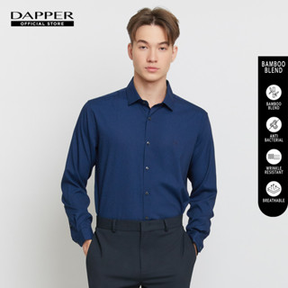 DAPPER เสื้อเชิ้ตแขนยาว BAMBOO BLEND ลาย Small Check สีกรมท่า (BSLN1/114TB)