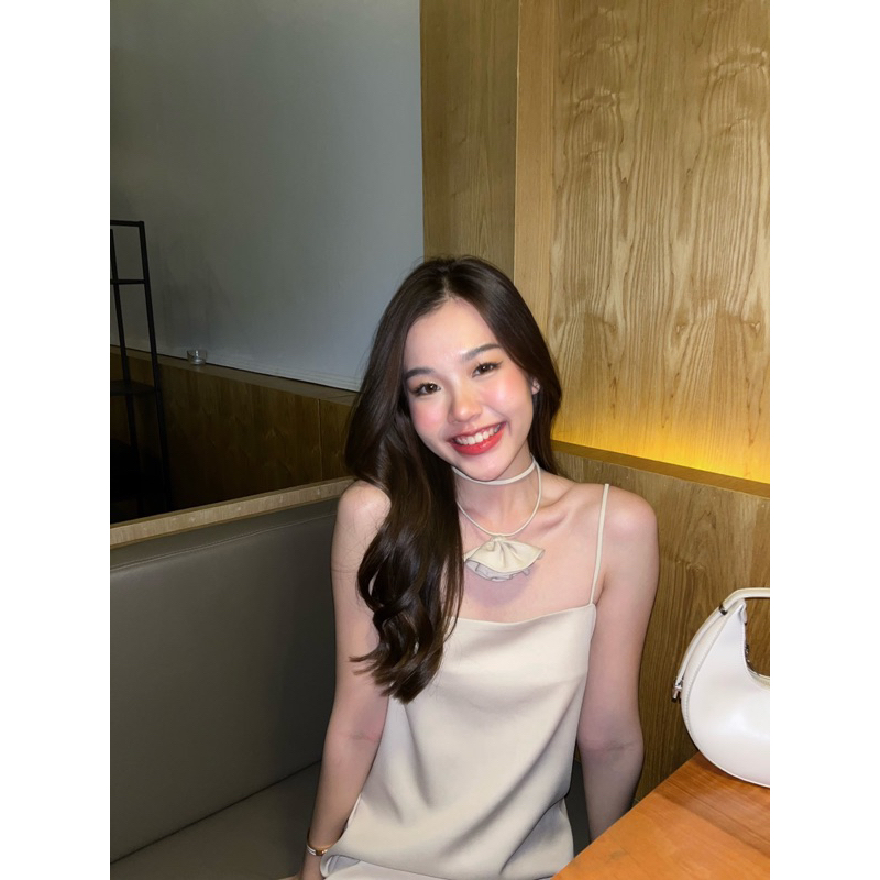 Sacha dress - Cream 🍯🍮🥧🍨 เดรสสายเดียวทรงเขารูป มาพร้อมกับปลอกคอดอกไม้ค่ะ🌷SC-CREAM - รูปที่ 4