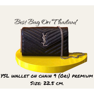 พร้อมส่ง🔥[งานOri เทพ] ยิปแซง YSL wallet on chain 9 สีดำอะไหล่เงิน หนังแท้ 22.5cm.🔥ภาพถ่ายงานจริง ทักแชทก่อนกดสั่งซื้อ