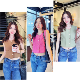 CHIPPY CROP : เสื้อครอปผ้าทวิต ทรงน่ารักสไตล์เกาหลี มีซับในใส่สบายไม่คัน (พร้อมส่งสีชมพู)✨