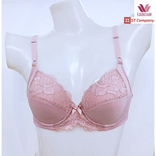 Wacoal Basic Bra สีชมพู (WR) รุ่น WB9893 รูปแบบ 4/5 Cup ลายลูกไม้ มีโครง โอบกระชับเต้าทรง ชุดชั้นใน วาโก้ บรา ยกทรง