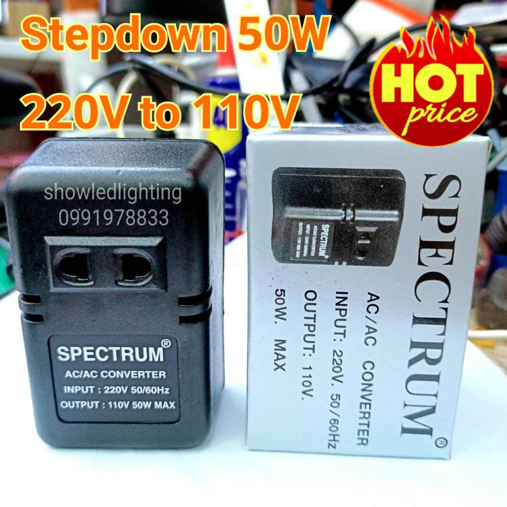 SPECTRUME [ Made in Thailand แท้ 100%] Converter Step Down 220V to 110V   50W  Transformer หม้อแปลงไฟ 220V เป็น 110V 50