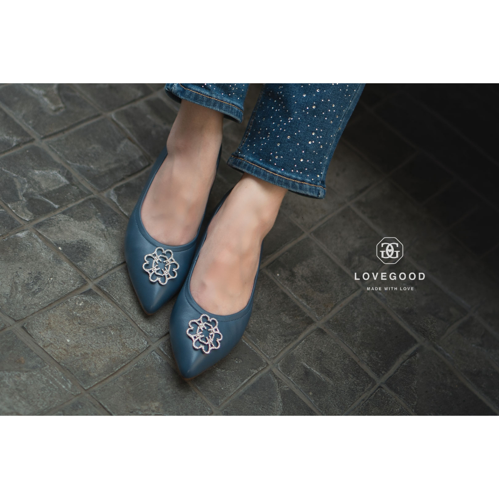 [ LoveGood ] Aurora Diamond 1 รองเท้าคัชชู หนังแกะแท้อย่างดี ใส่นิ่มสบาย ส้น 1.2" อะไหล่ Crystal สวย หรู