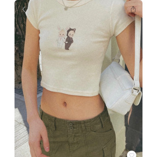 พรีออเดอร์ PREORDER Brandy Melville Ashlyn Cherub Onesie Cat Crop Top Baby Tee