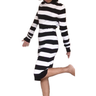 Mango ( MNG Suit ) black &amp; white striped casual working women styles ส่งต่อเดรส สภาพดี