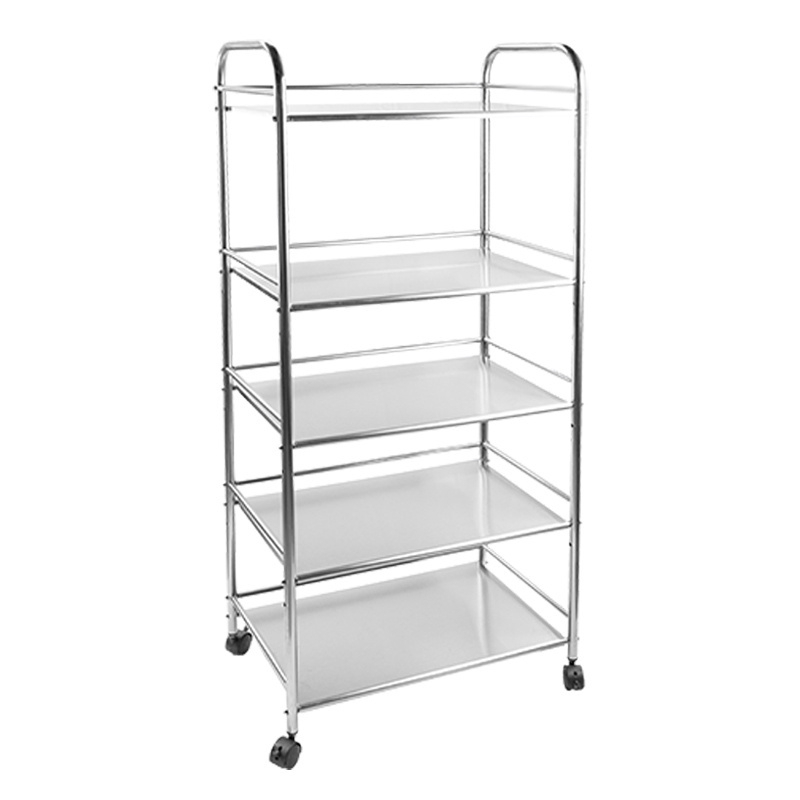 QLINE ชั้นวางของสเตนเลส 5 ชั้น รุ่น MS-401/5 แบบมีล้อ