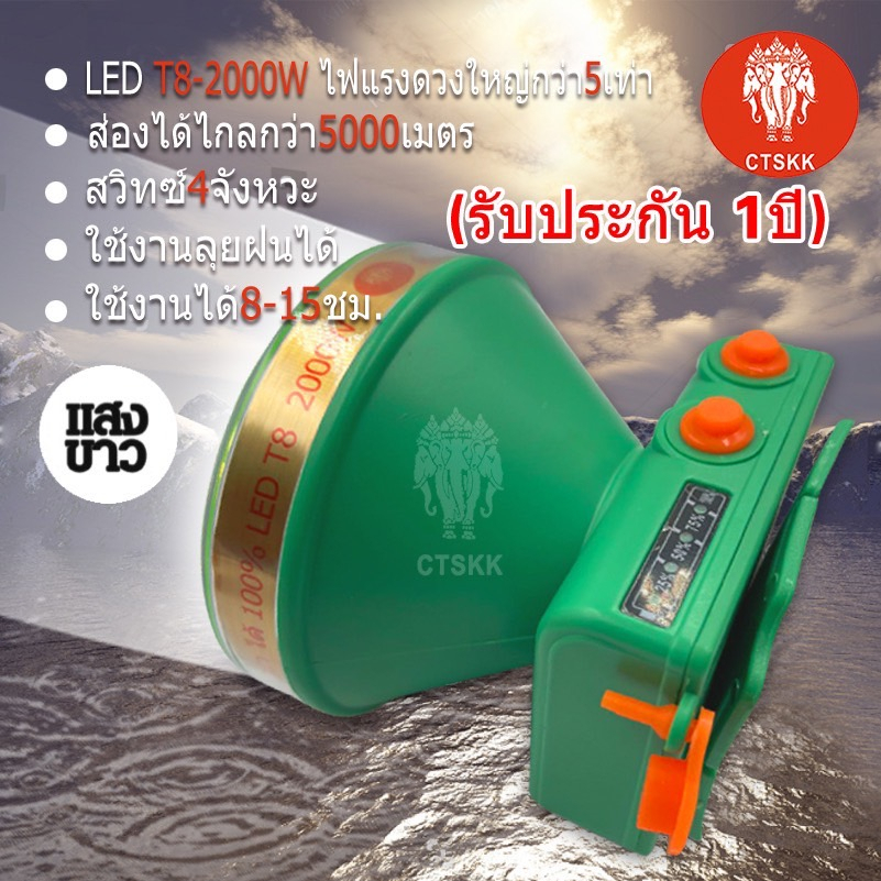 [ รับประกัน1ปี ศูนย์ไทย ] TS-1688-5 ไฟฉายคาดหัว2000W รุ่นดำน้ำได้  ส่องไกล5000เมตร แบตอึด30ชม สวิทซ์4จังหวะ พร้อมส่ง - รูปที่ 3