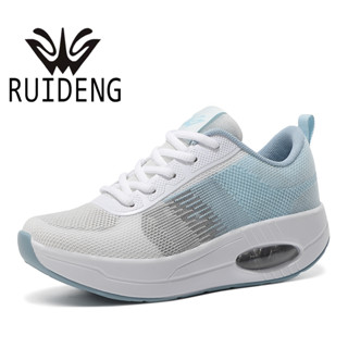 RUIDENG รุ่น 82254-สีฟ้า รองเท้ากีฬา รองเท้าออกกำลังกายผู้หญิงเพื่อสุขภาพ ความสูง 5 cm. น้ำหนักเบา นุ่ม ระบายอากาศได้ดี