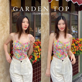 House P - GARDEN TOP💗 เสื้อสายเดี่ยวทรงครอเซ็ทลายดอกไม้