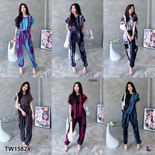 TW15824 Set 2ชิ้น เสื้อคอกลม แขนล้ำ