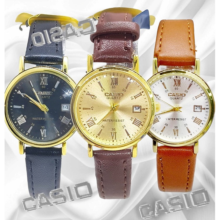 (มีวันที่)นาฬิกาข้อมือ casioสายหนัง ปัดทอง กันน้ำ นาฬิกาผู้หญิงและผู้ชาย นาฬิกาcasio นาฬิกาคาสิโอ้ผู้หญิง RC621