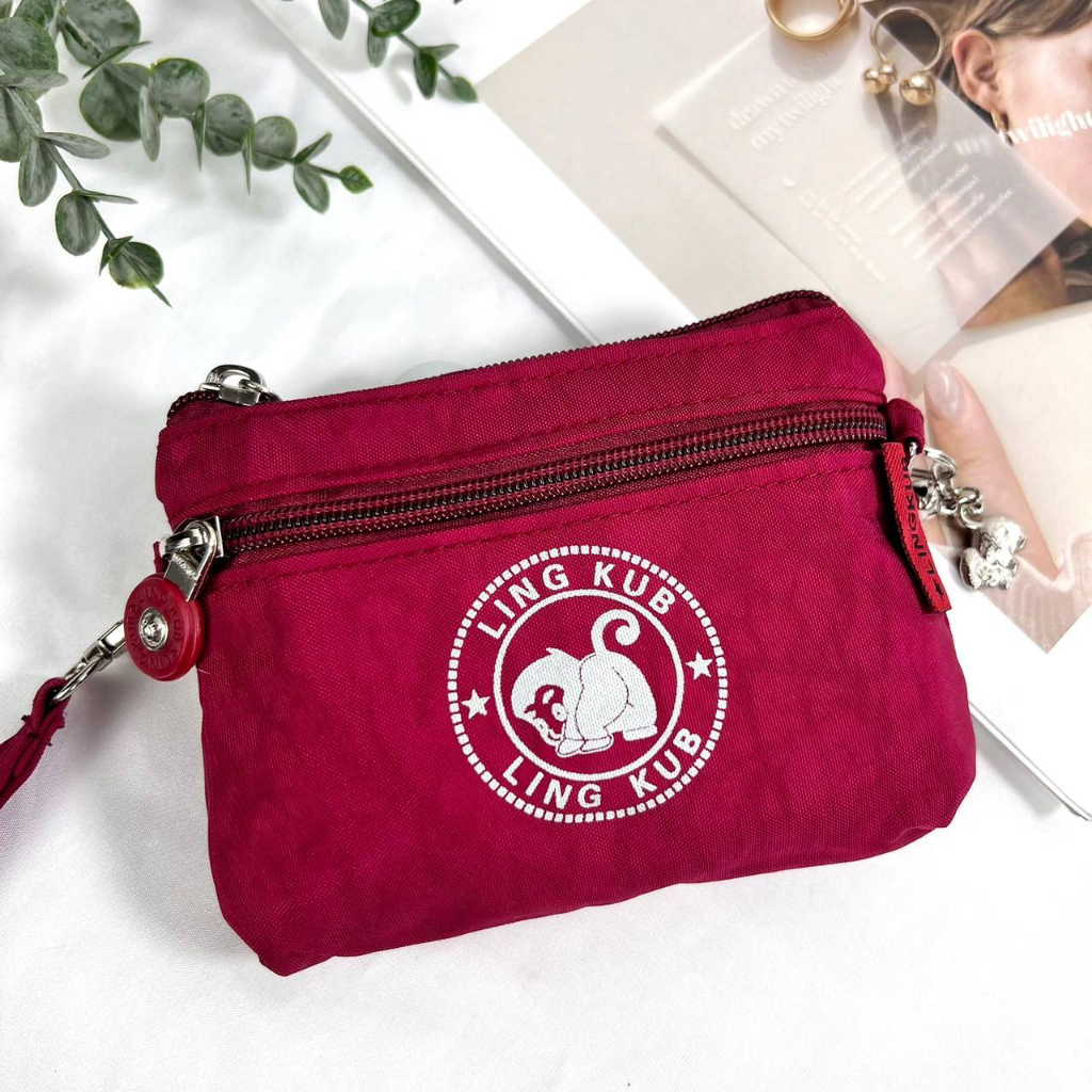 กระเป๋าผ้าใส่สตางค์ 2 ซิบ ขนาด ยาว 5.5 นิ้ว กว้าง 4.5 นิ้ว มีสายคล้องมือ ซิบหน้าใส่ธนบัตรพับครึ่งได้ #เหรียญสกรีน - รูปที่ 3