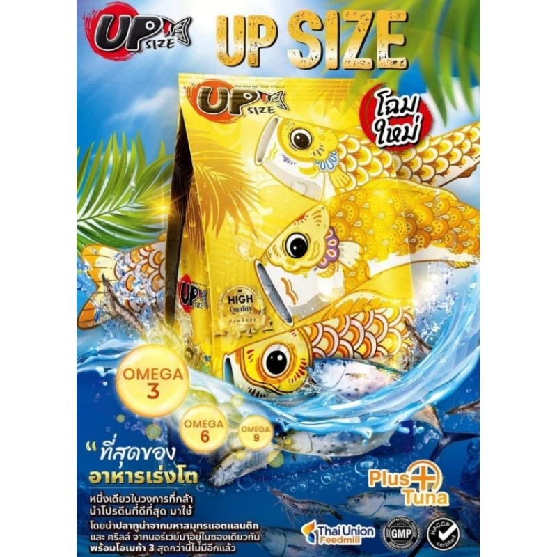 อาหารปลาคาร์ฟ Up size ถุงสีทอง  กลิ่นหอมโฉมใหม่ 🦐เร่งโต ปรับโครงสร้าง เพิ่มขนาดของปลา