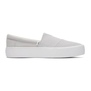 TOMS รองเท้าลำลองผู้หญิง สลิปออน รุ่น Alpargata Fenix Platform Lunar Grey Washed Canvas (CB) รองเท้าลิขสิทธิ์แท้