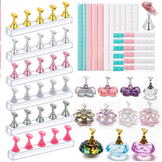 พร้อมส่ง แท่นวางเล็บปลอม ที่วางเพ้นท์เล็บ แท่นฝึกเพ้นท์เล็บปลอม และบาร์อะคลิลิคใส เป็นแบบแม่เหล็ก มีกาวดินน้ำมันขาย