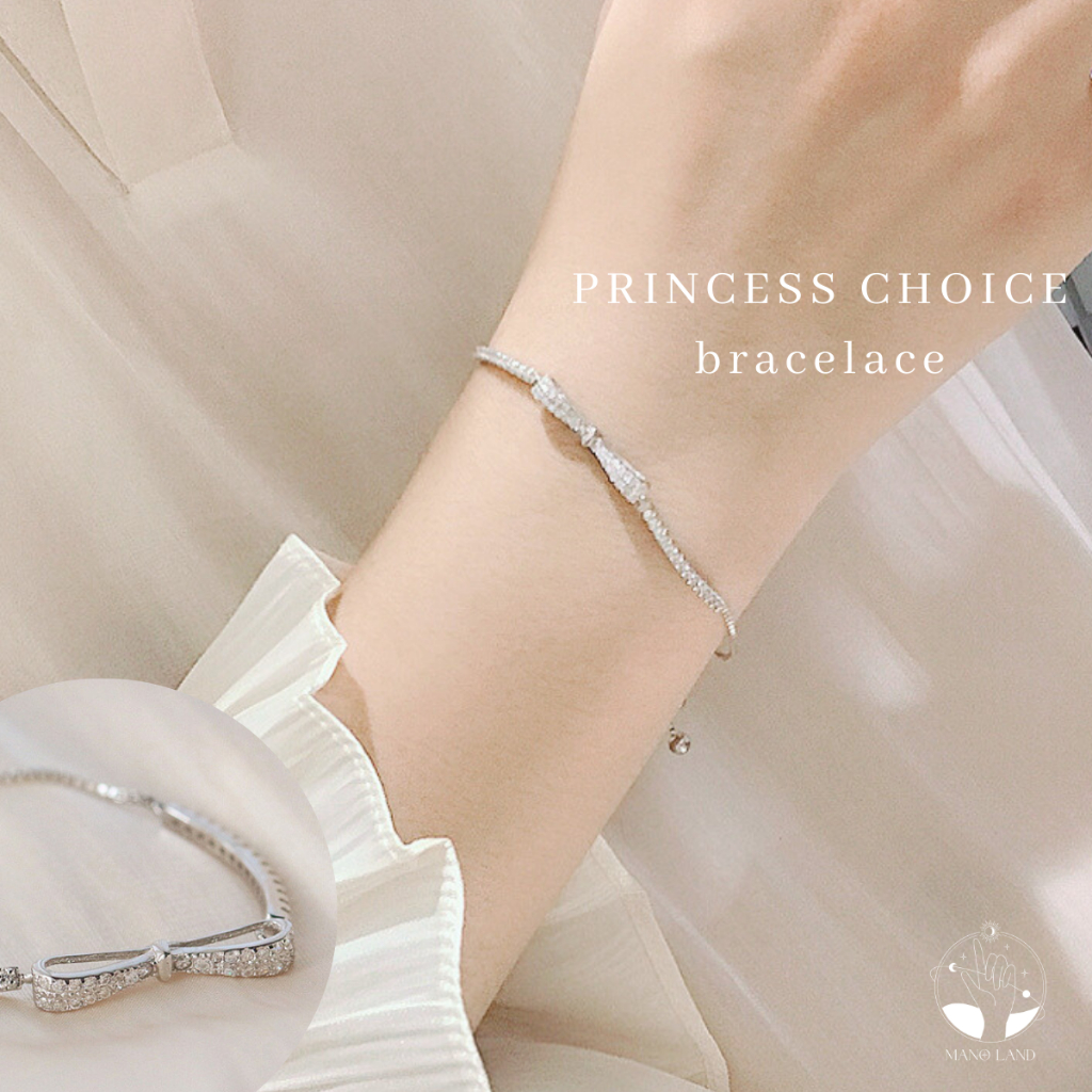MNL💗PRINCESS CHOICE สร้อยข้อมือผูกโบน่ารัก แบบรูดได้ เครื่องประดับแฟชั่น เงินแท้ ไม่ลอกดำ ของขวัญ ครบรอบ วันเกิด แต่งงาน