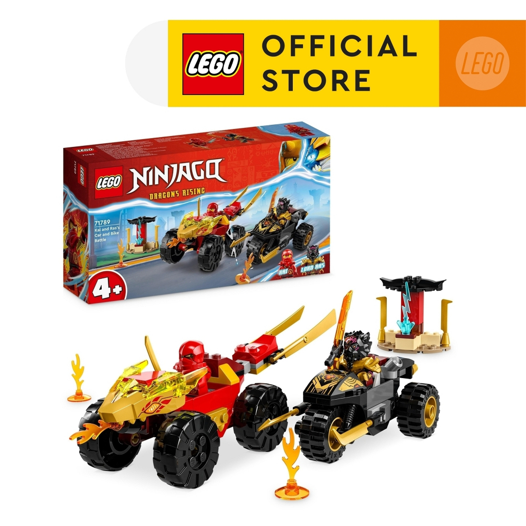 LEGO NINJAGO 71789 Kai and Rass Car and Bike Battle Building Toy Set ...