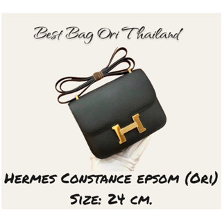 [งานออริ หนังแท้]🔥แอร์แมส Constance epsom 24 cm. สีดำ งานเย็บมือ🔥ภาพถ่ายงานจริง ทักแชทก่อนกดสั่งซื้อ