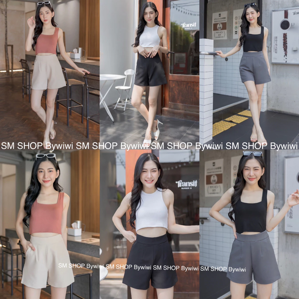 🌈 รุ่น B4 🌈 กางเกงขาสั้น ผ้าไอวี่หรือผ้าเปเป้ ซิปข้าง ราคาถูก S-2XL มีบริการเก็บปลายทาง