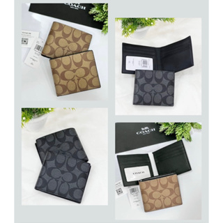 🍀🍀 กระเป๋าสตางค์ชาย ID BILLFOLD WALLET IN SIGNATURE CANVAS F66551 🍀🍀