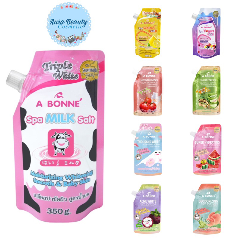 A Bonne เกลือขัดผิว สปาเกลือ ขัดตัว Spa Salt Scrub เอ บอนเน่ 9 สูตร Milk , White C , Yogurt , Tamari