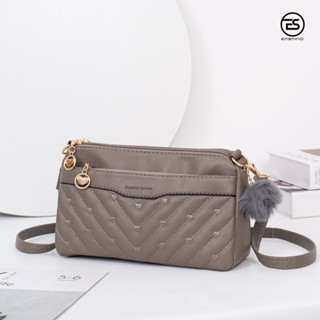 กระเป๋าสะพายข้าง Enshino Forever ทรงพอร์ช 3 ช่องซิป หน้าปักลาย เข้าใหม่ !!! (Z002)