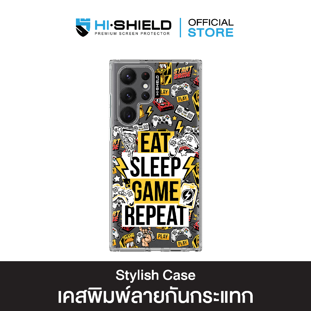 [S25ultra,S24ultra,S23ultra] HI-SHIELD Stylish เคสใสกันกระแทก Samsung S22ultra รุ่น Game1