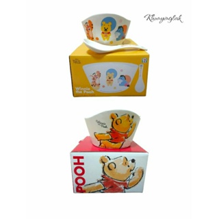 Khunyinglak🛒พร้อมส่ง🛒🍯Winnie the Pooh🍯Bowl with spoon : SKETCH ART❤🧸