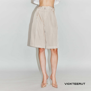 VICKTEERUT Front Pleat Culotte Trousers  กางเกงคูลอต พร้อมเข็มขัด