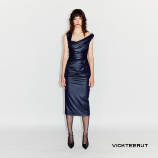 VICKTEERUT Cowl Neck Drape Sheath Dress เดรสเข้ารูป คอถ่วง แขนกุด