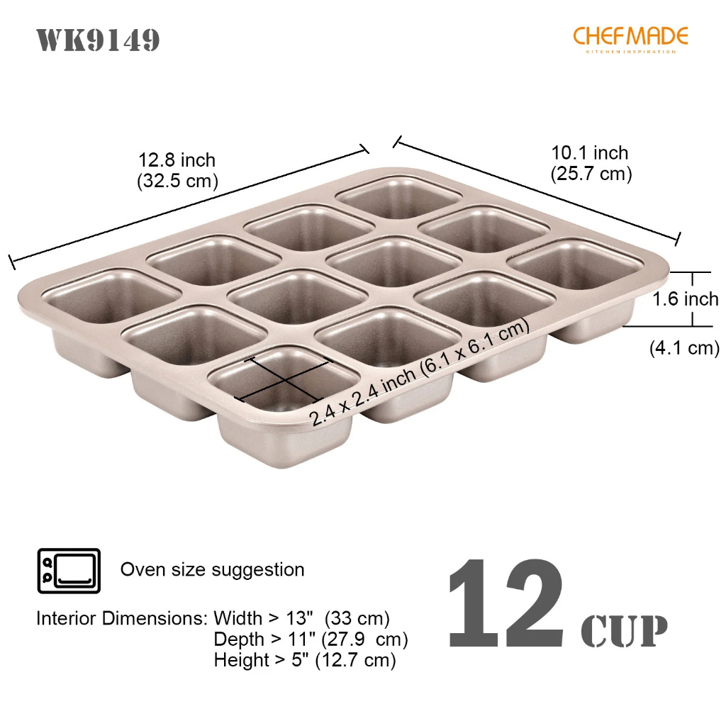 CHEFMADE WK9149 12 Cup Square Mould Non-Stick