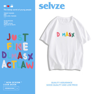 SELVZE （พร้อมส่งจากกทม มาถึงใน 3วัน）print T-shirt สุภาพสตรีตัวอักษรพิมพ์หลวมคอแขนสั้น oversize D0126