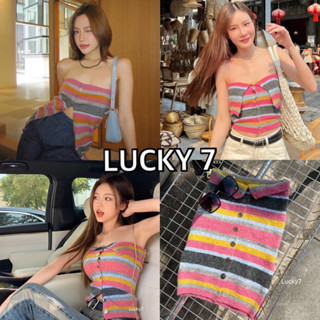 BY IRA (10275) Sweety Tube Top เกาะอกไหมพรม กระดุมหน้า สีเรนโบว์จับแมทซ์ได้หลายลุคแบบเก๋ๆ