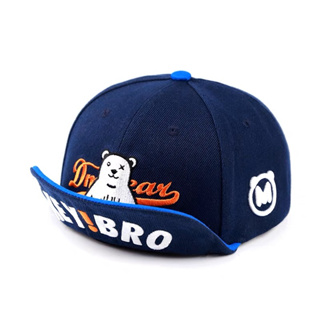 MMLABCREW หมวก Cap ปีกหน้ายกได้ ลาย Hey!Bro มีสีส้มและสีน้ำเงิน