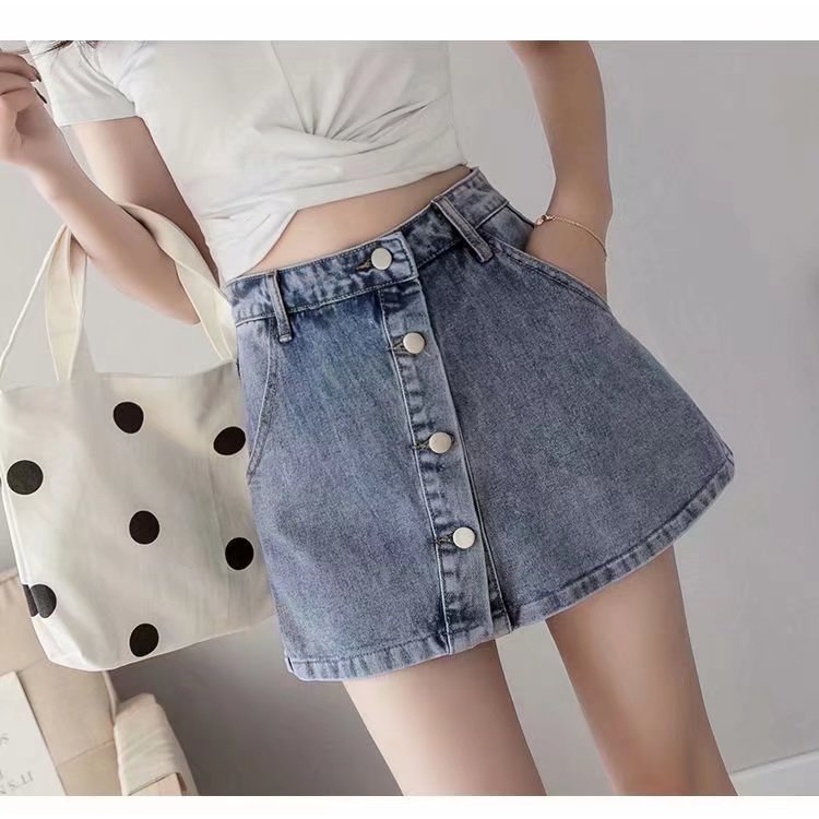 503 กระโปรงกางเกงยีนส์สั้น เอวสูง ไซร้S-3XL  สไตล์เกาหลี ขนาดใหญ่ - รูปที่ 2